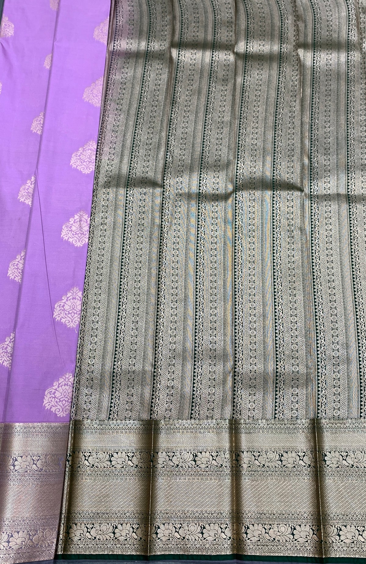 Soft Silk Casual Saree Lavender Colour with Copper Zari Border
