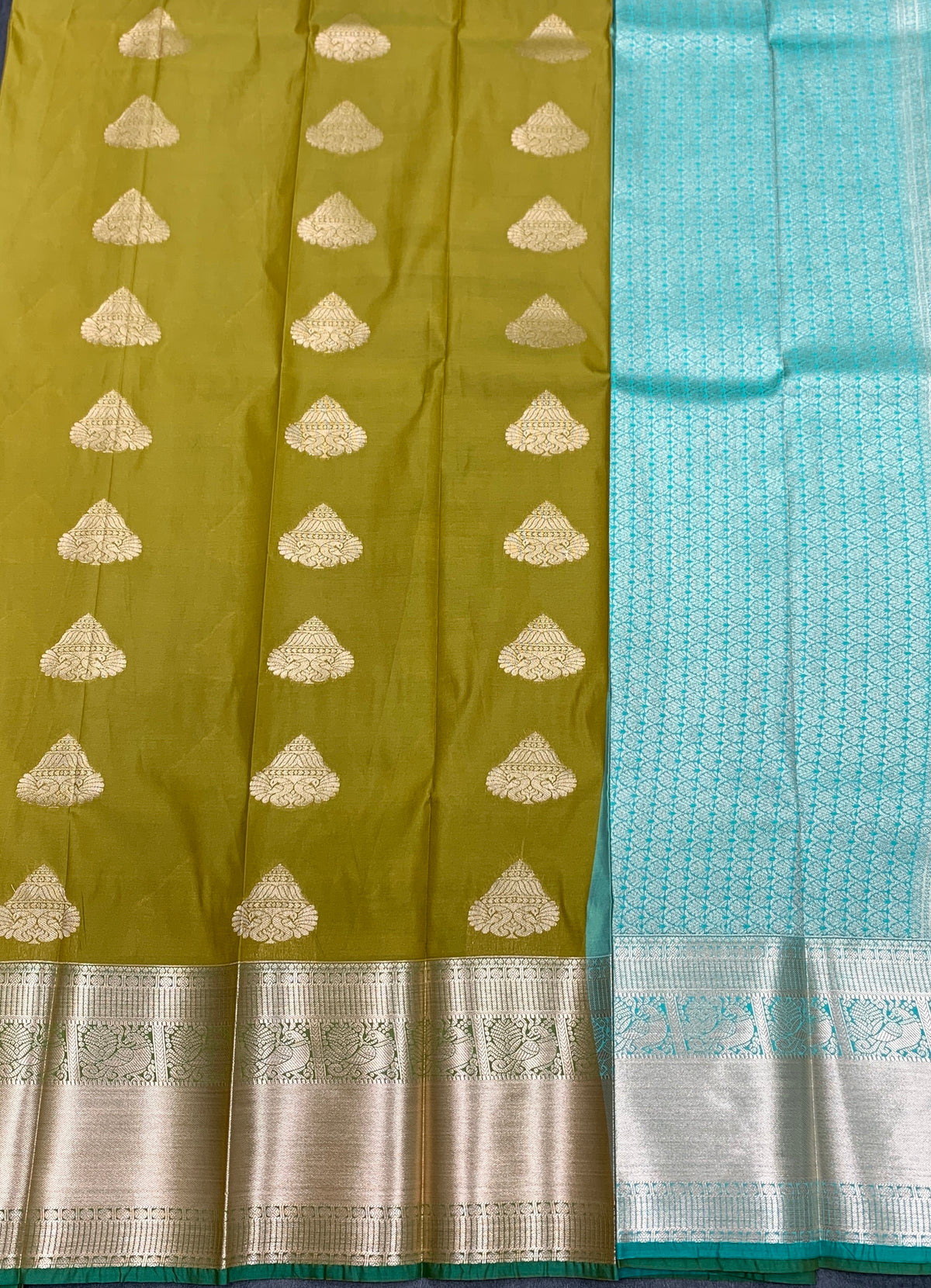 Soft Silk Casual Saree Mehendi Green Colour with Sliver Zari Border