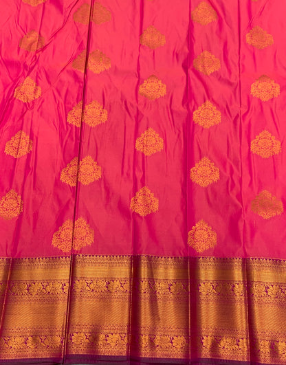 Soft Silk Casual Saree Rani Pink Colour with Copper Zari Border