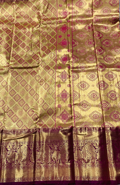 Golden shade Soft kanchi pattu with Brown and Golden Border