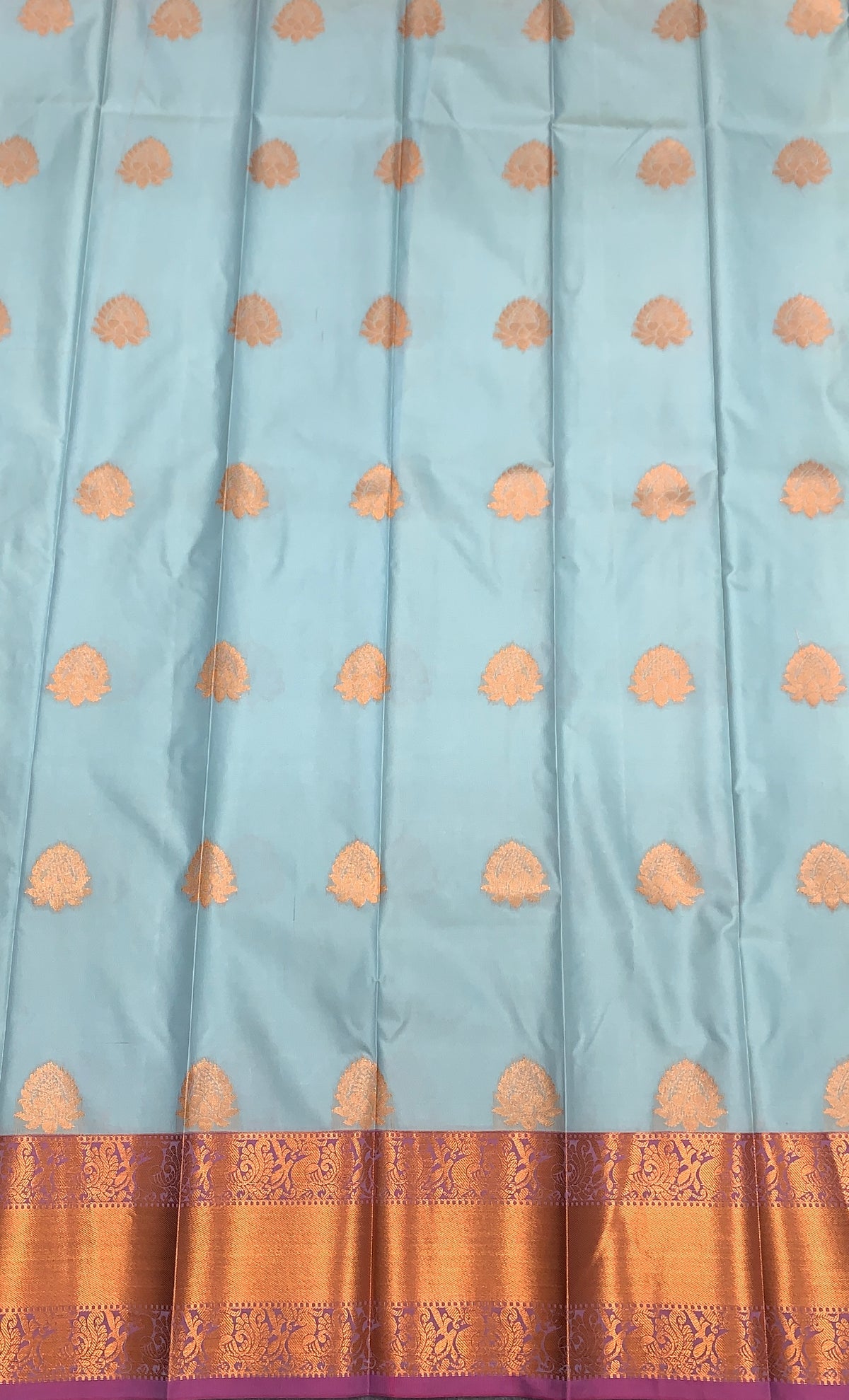 Soft Silk Casual Saree Ice Blue Colour with Copper Zari Border