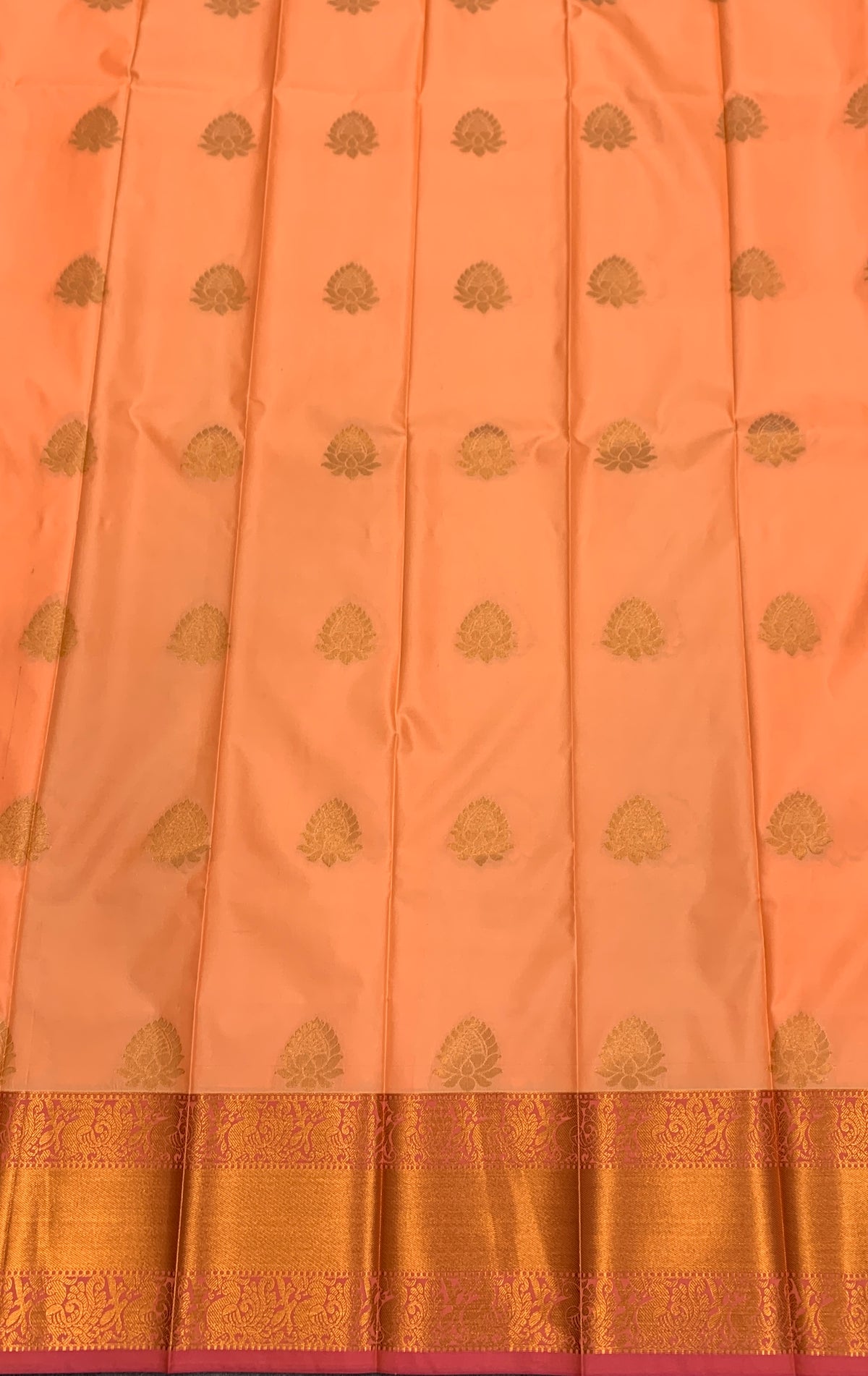 Soft Silk Casual Saree Peach Colour with Copper Zari Border
