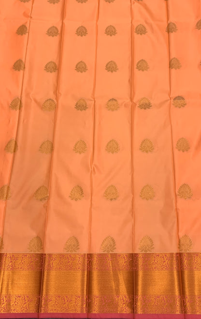 Soft Silk Casual Saree Peach Colour with Copper Zari Border