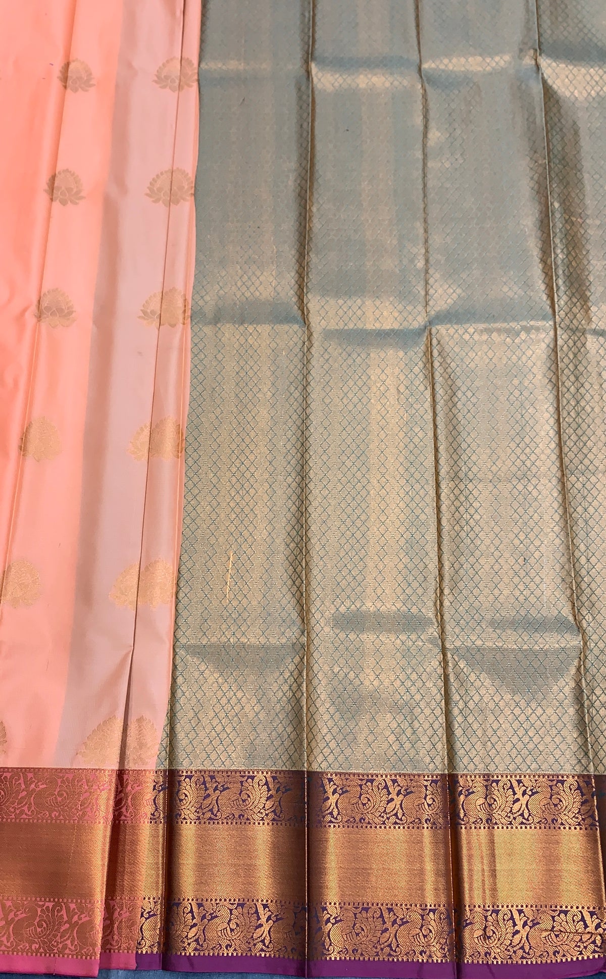 Soft Silk Casual Saree Peach Colour with Copper Zari Border