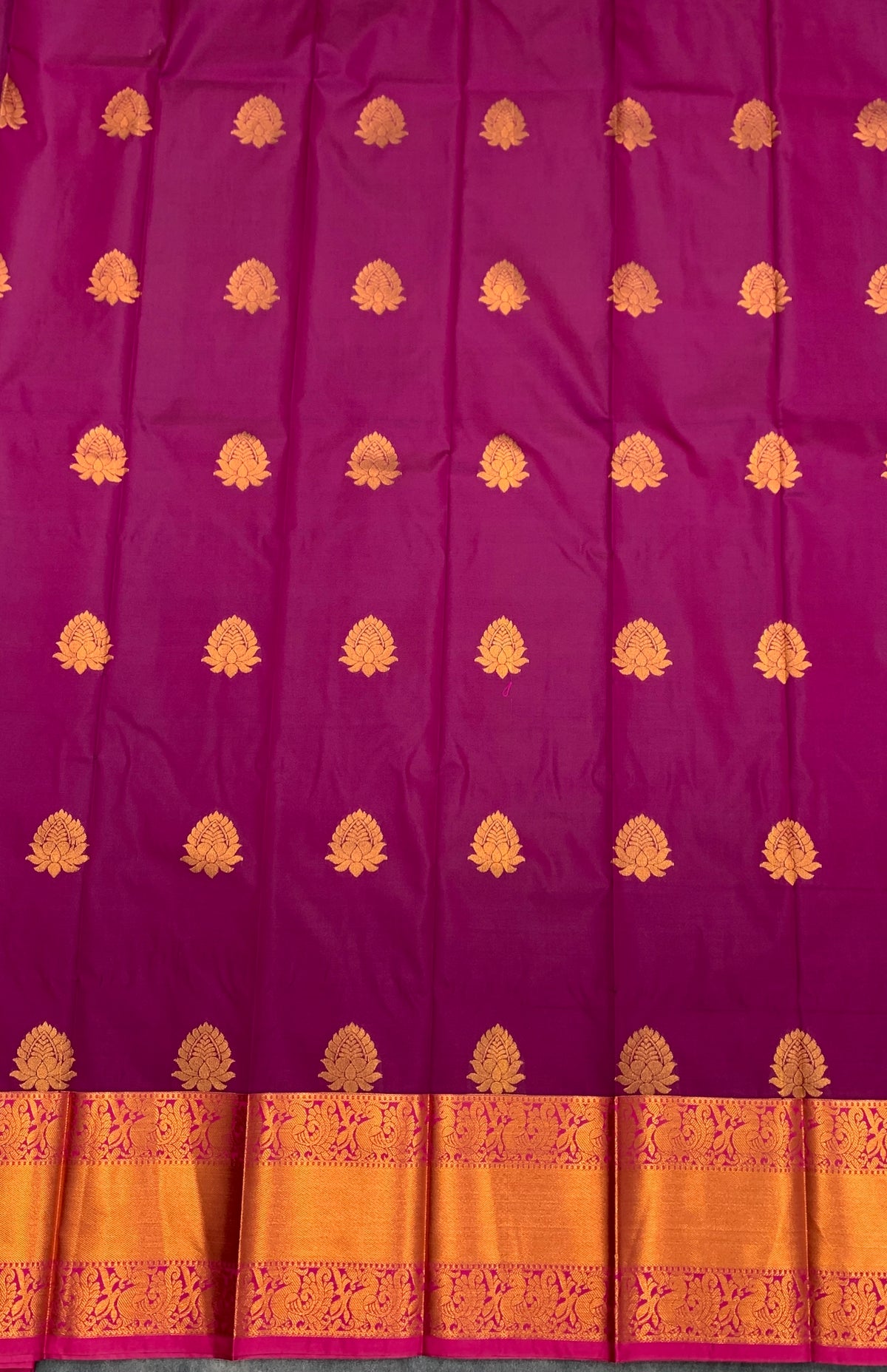 Soft Silk Casual Saree Magenta Colour with Copper Zari Border