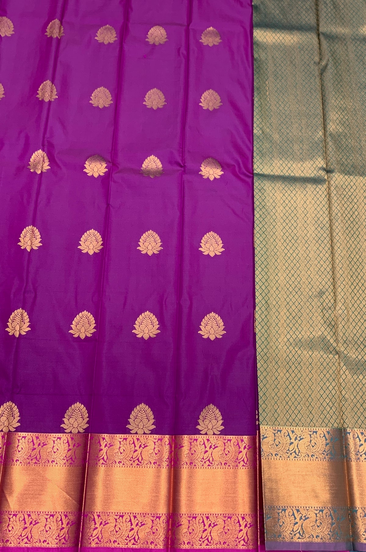Soft Silk Casual Saree Magenta Colour with Copper Zari Border