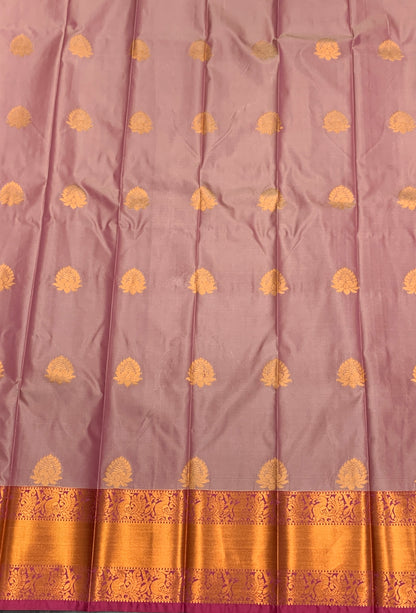 Soft Silk Casual Saree Onion Pink Colour with Copper Zari Border