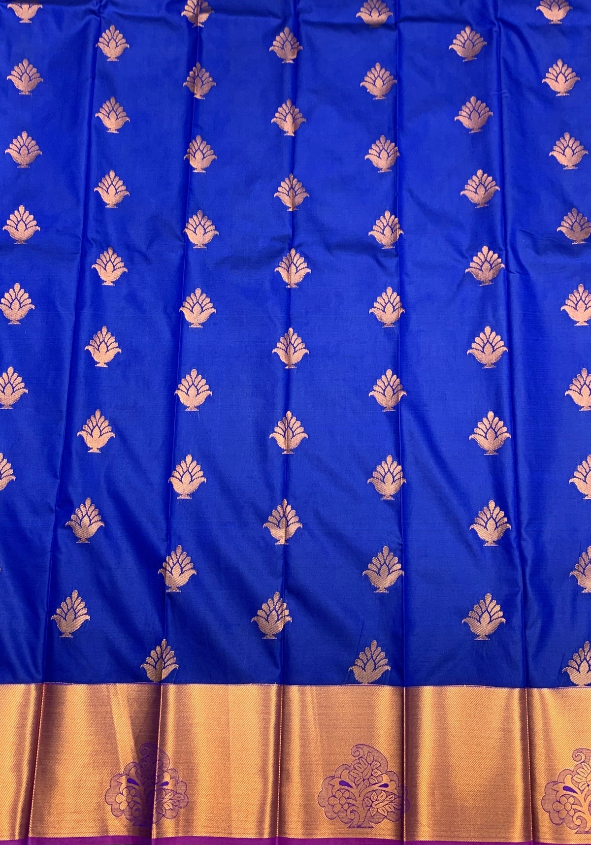 Soft Silk Casual Saree Pepsi Blue Colour with Copper Zari Border