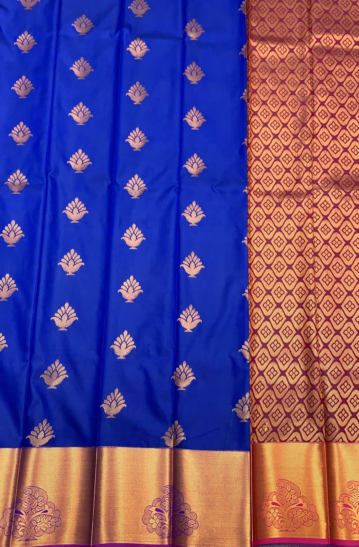 Soft Silk Casual Saree Pepsi Blue Colour with Copper Zari Border