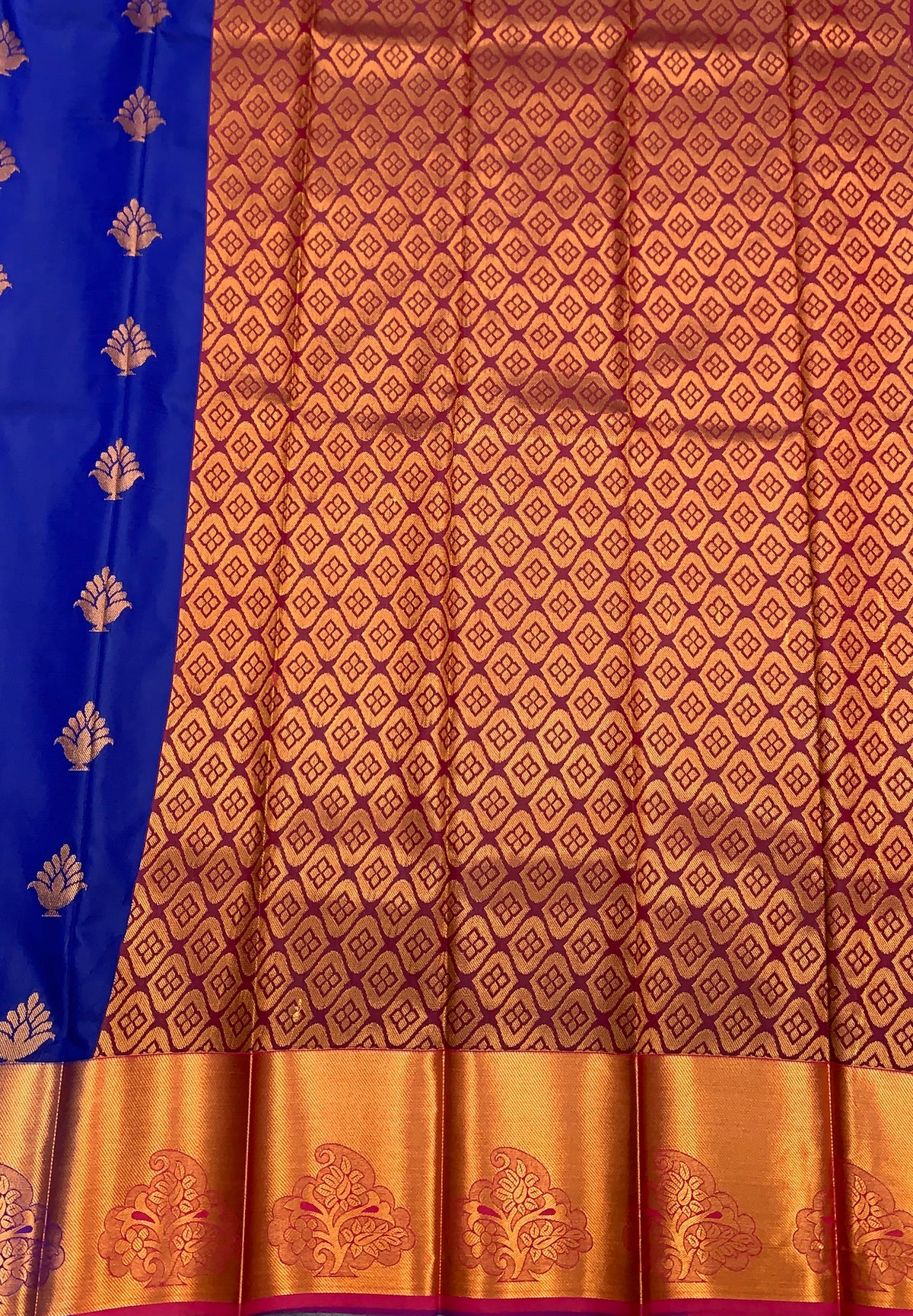 Soft Silk Casual Saree Pepsi Blue Colour with Copper Zari Border