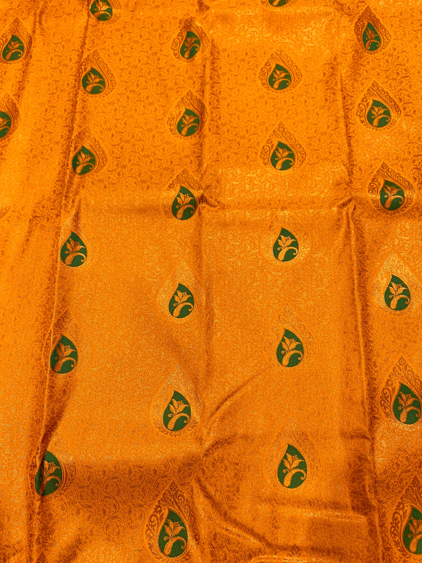 Vegan Silk Saree Mango Yellow shade with Green Border