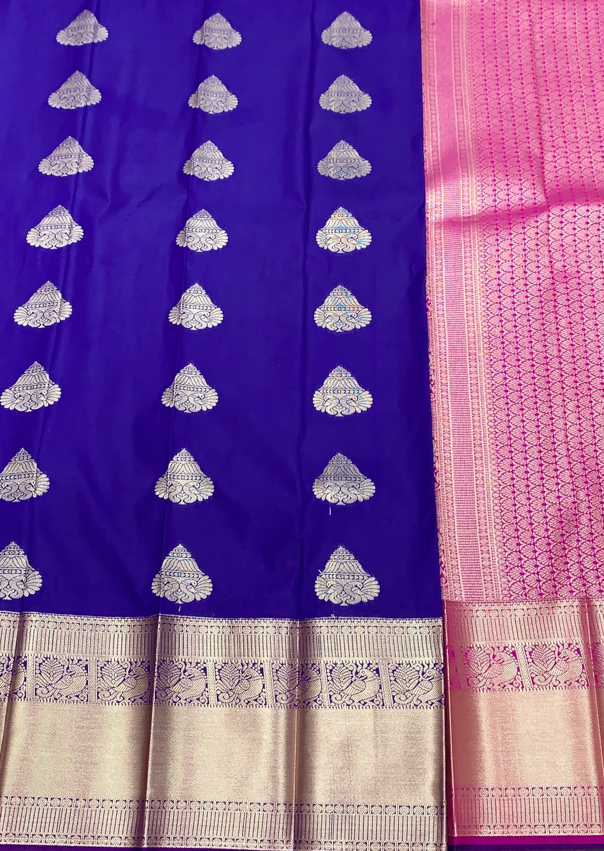 Soft Silk Casual Saree Violet Colour with Golden Zari Border