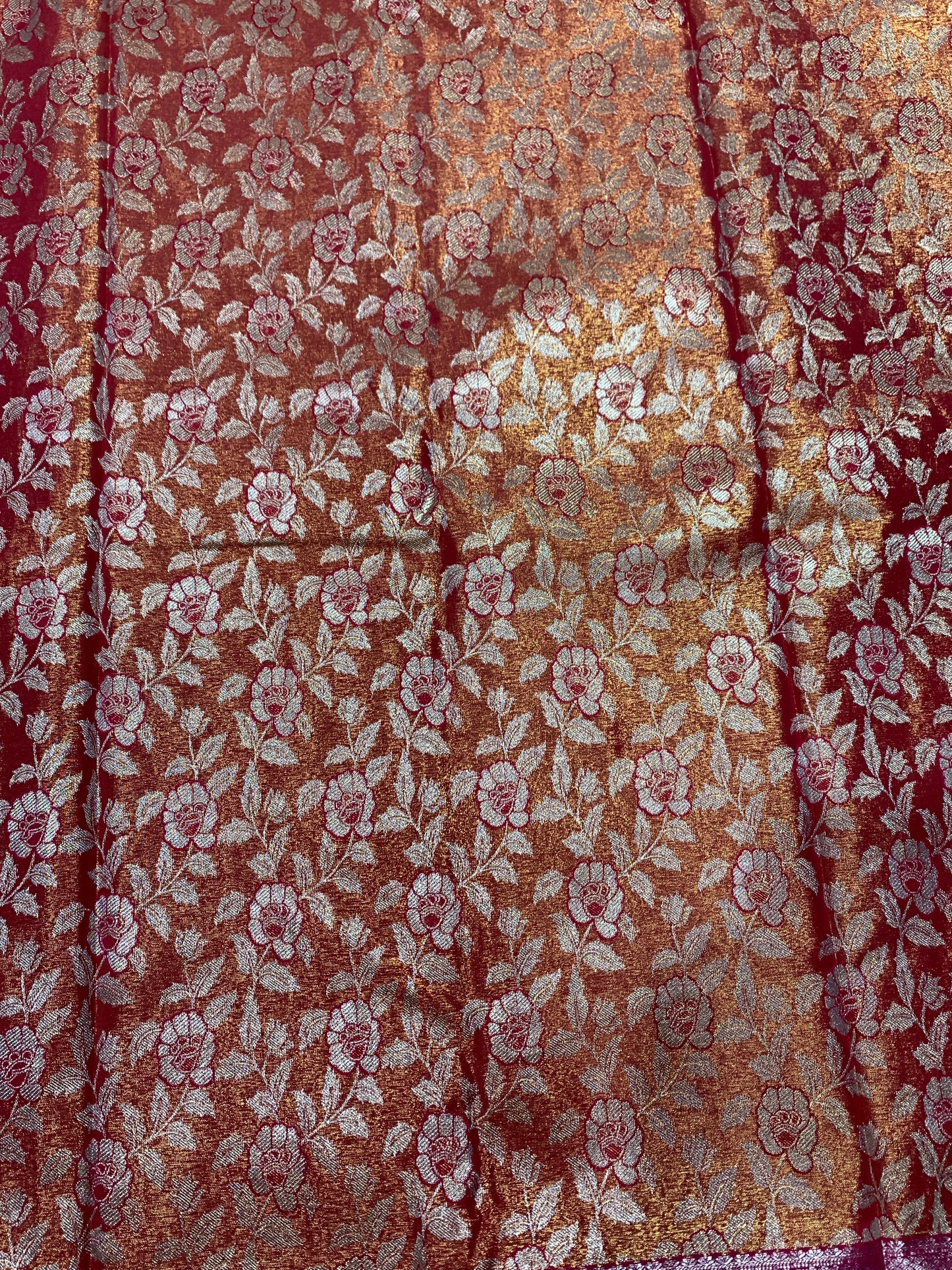 Vegan Silk Saree Onion colour with Flower design