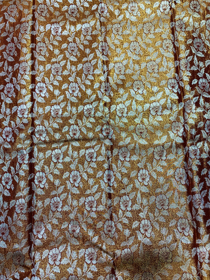 Vegan Silk Saree Chocolate colour with Flower design