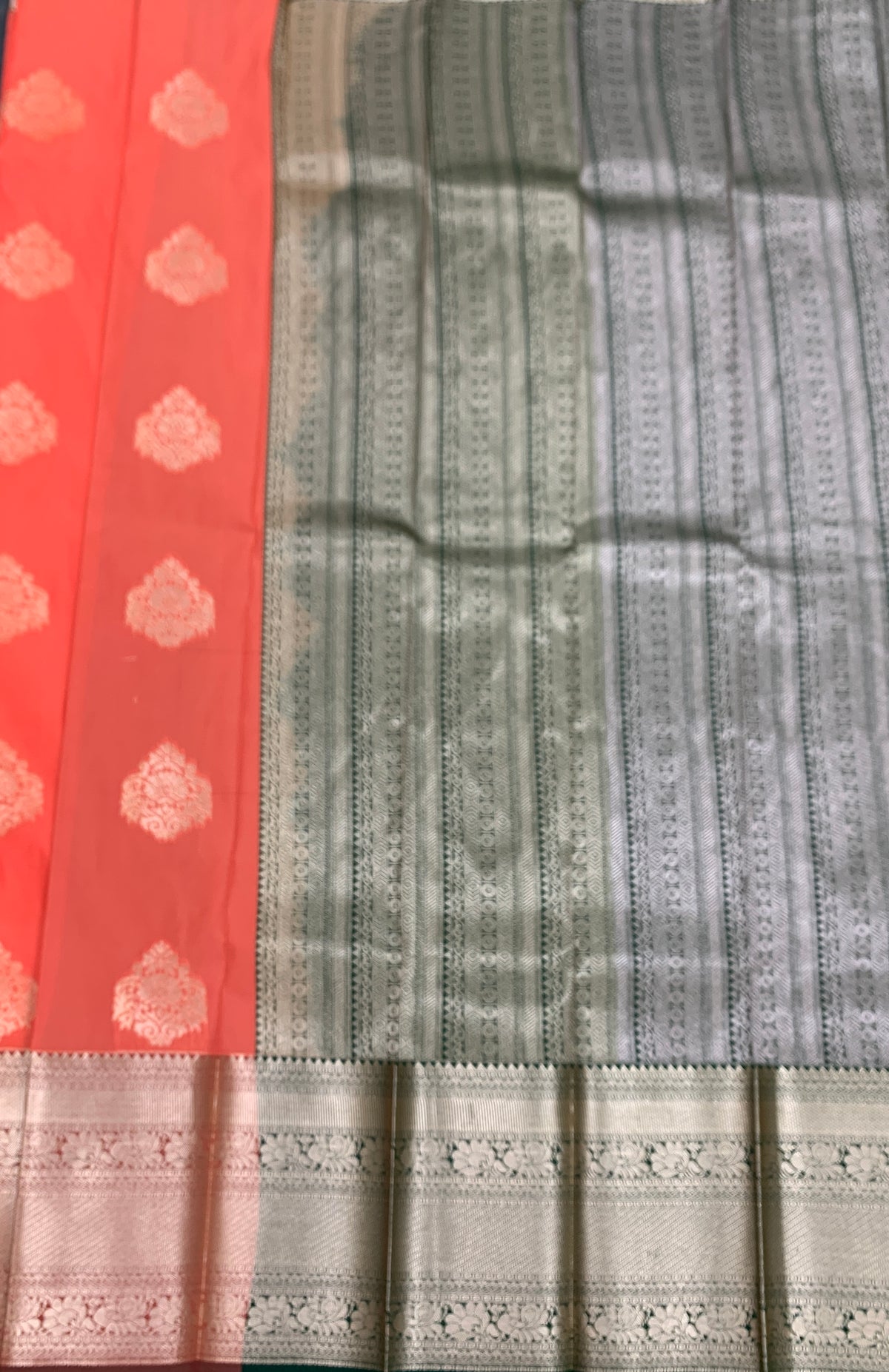 Soft Silk Casual Saree Peaches Orange Colour with Copper Zari Border