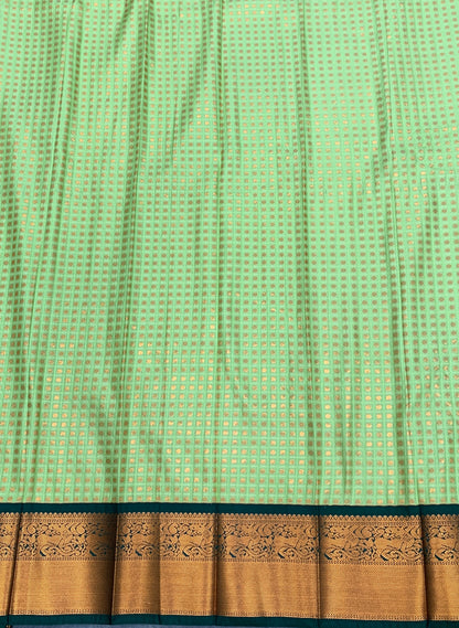 Soft Silk Casual Saree Pista Green Colour with Green and Copper Zari Border