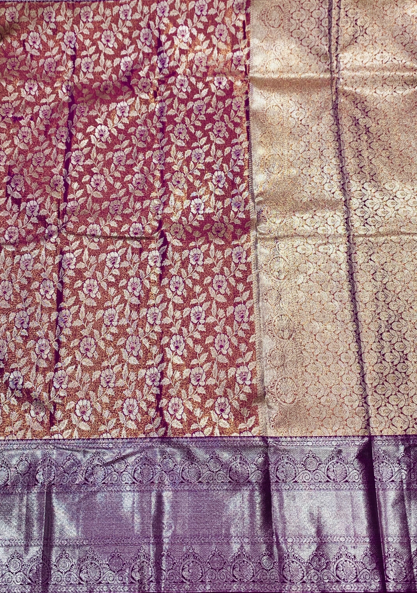 Lavender shade Soft kanchi pattu with Purple and Sliver Border