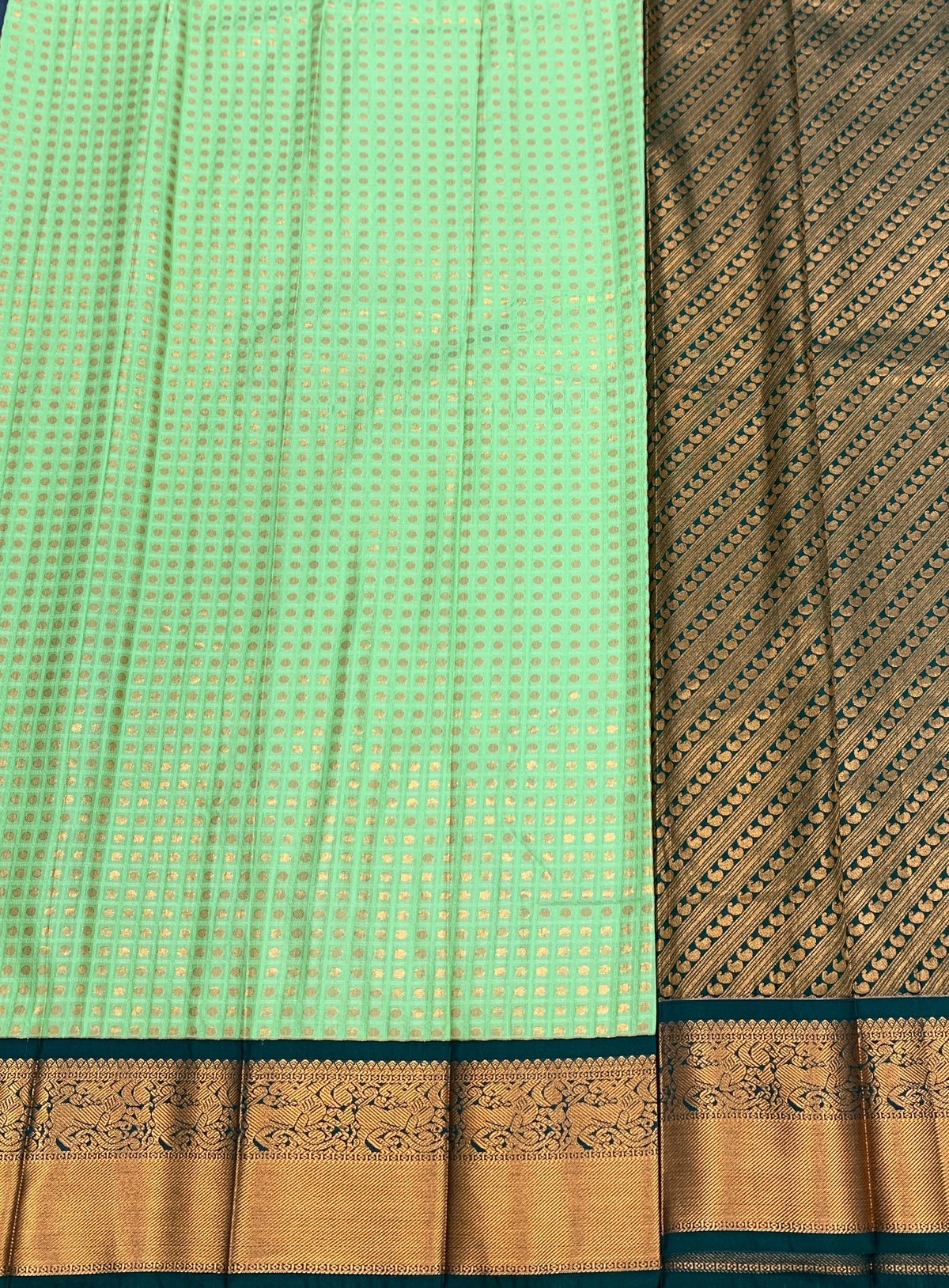 Soft Silk Casual Saree Pista Green Colour with Green and Copper Zari Border