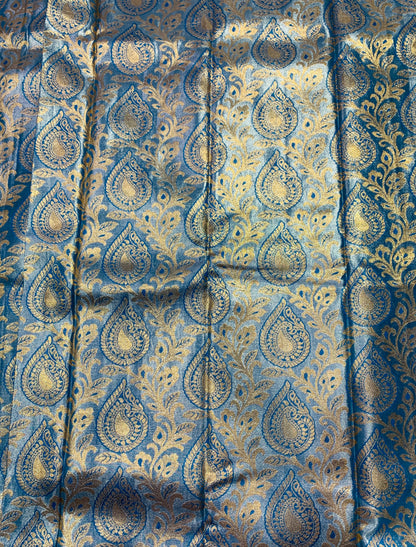 Vegan Silk Saree Sky Blue shade with Mango design