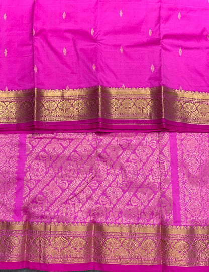 Pure Kanchipuram Silk Pink Colour with Golden Zari Border