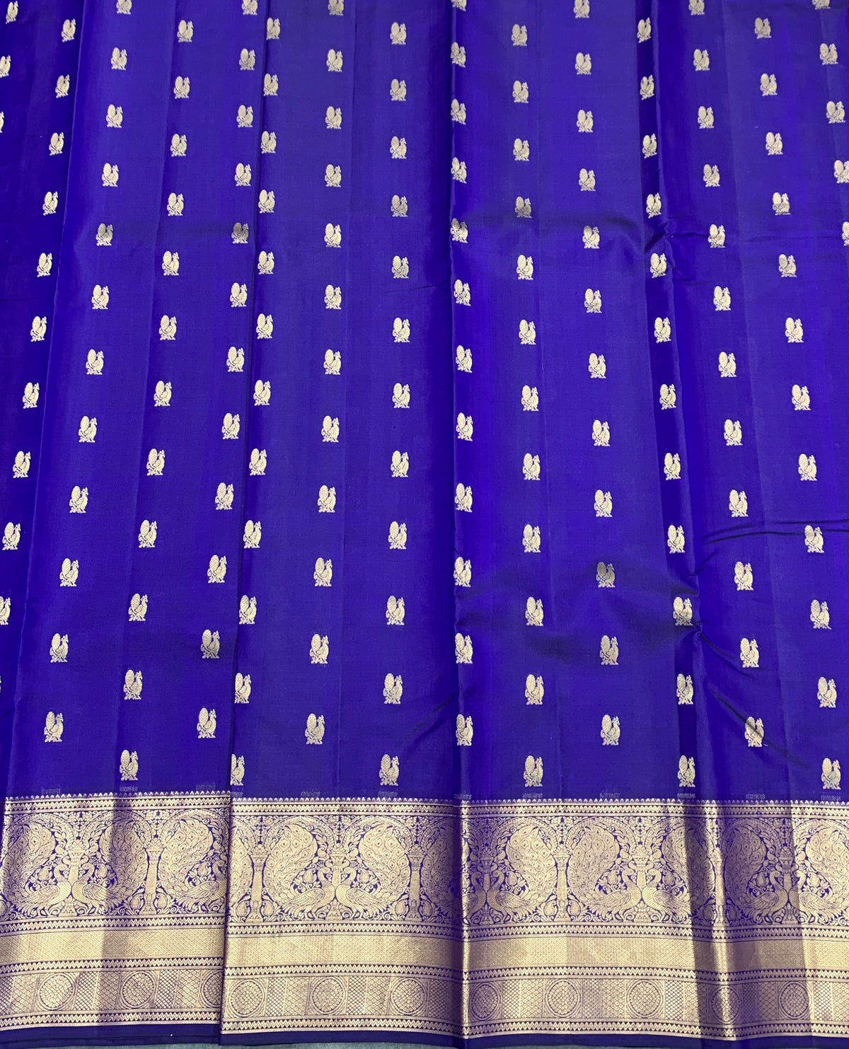 Pure Kanchipuram Silk Saree Violet Colour with Golden zari Border