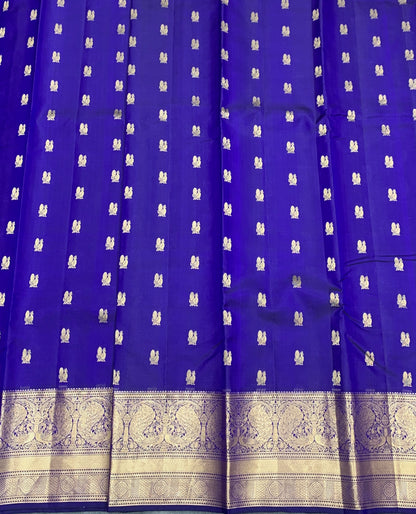 Pure Kanchipuram Silk Saree Violet Colour with Golden zari Border