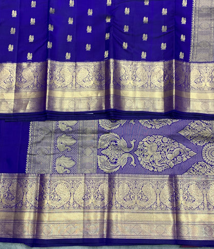 Pure Kanchipuram Silk Saree Violet Colour with Golden zari Border