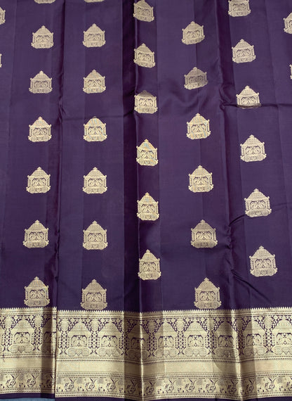 Pure Kanchipuram Silk Saree Brown Colour with Golden zari Border