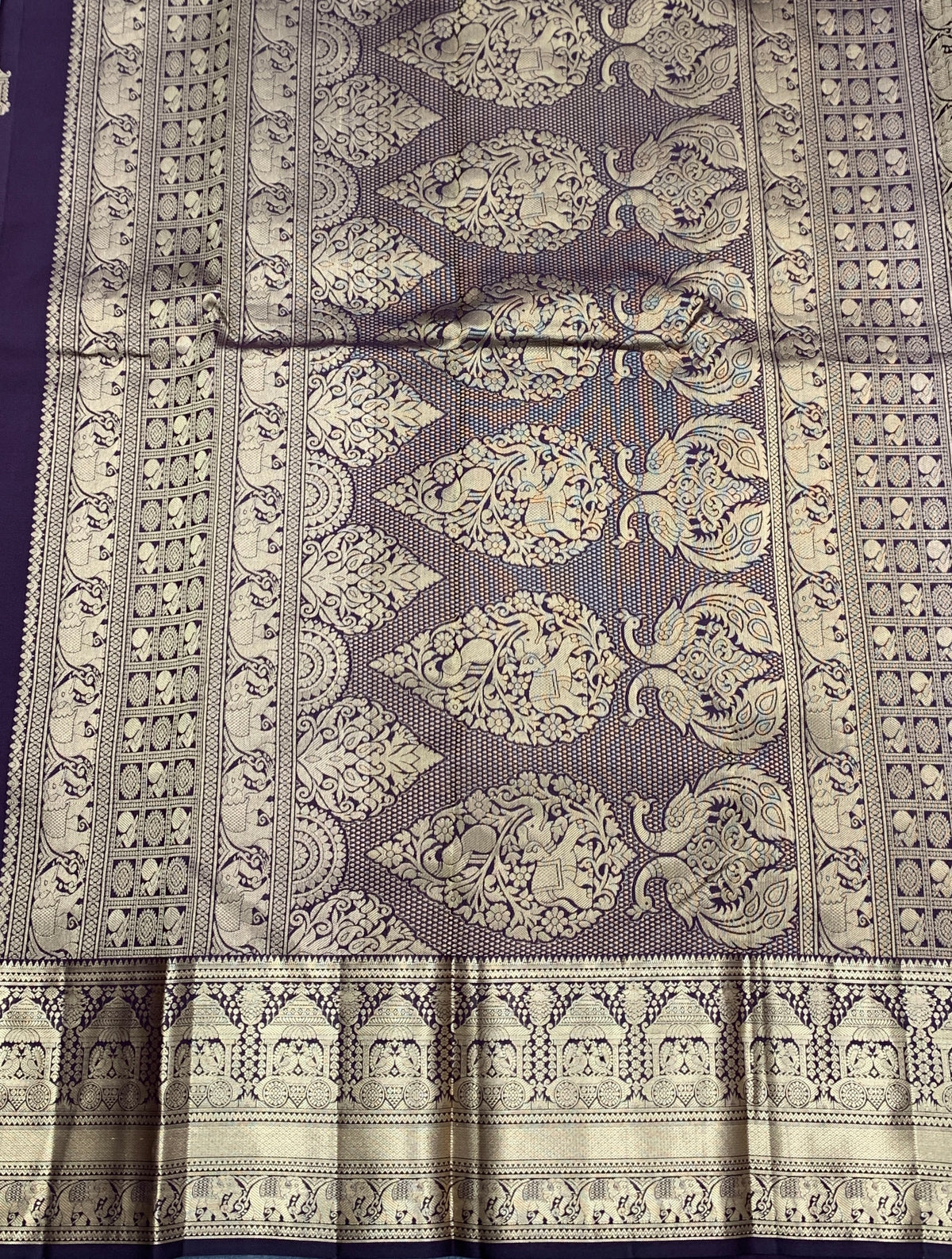 Pure Kanchipuram Silk Saree Brown Colour with Golden zari Border