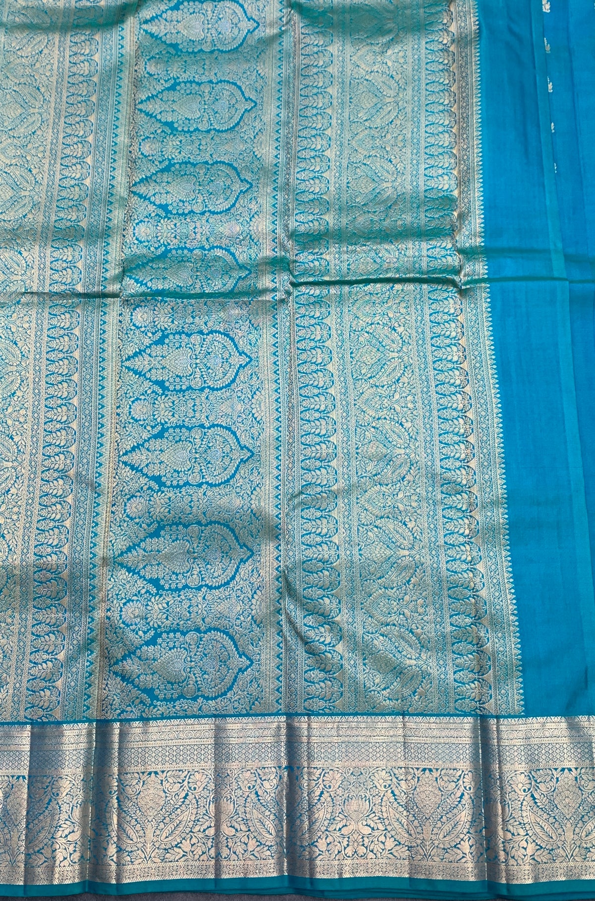Pure Kanchipuram Silk Saree Sky Blue Colour with Golden zari Border