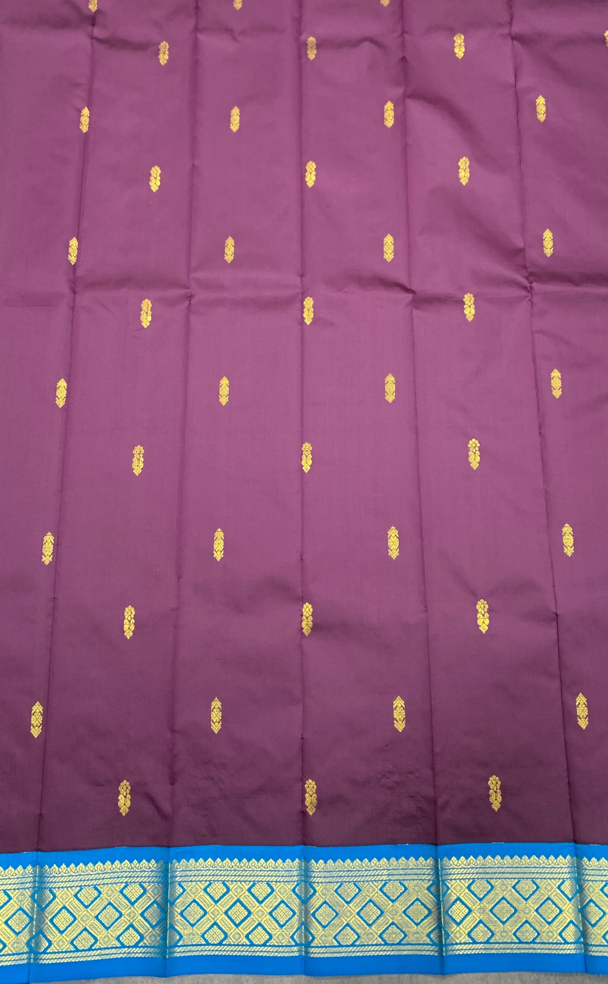 Semi Silk Saree Brown Colour with Sky Blue and Gold Zari Border