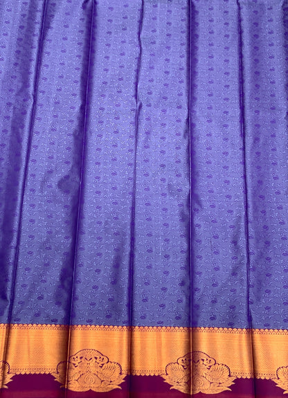 Poly Cotton Saree Violet Colour with Copper Border
