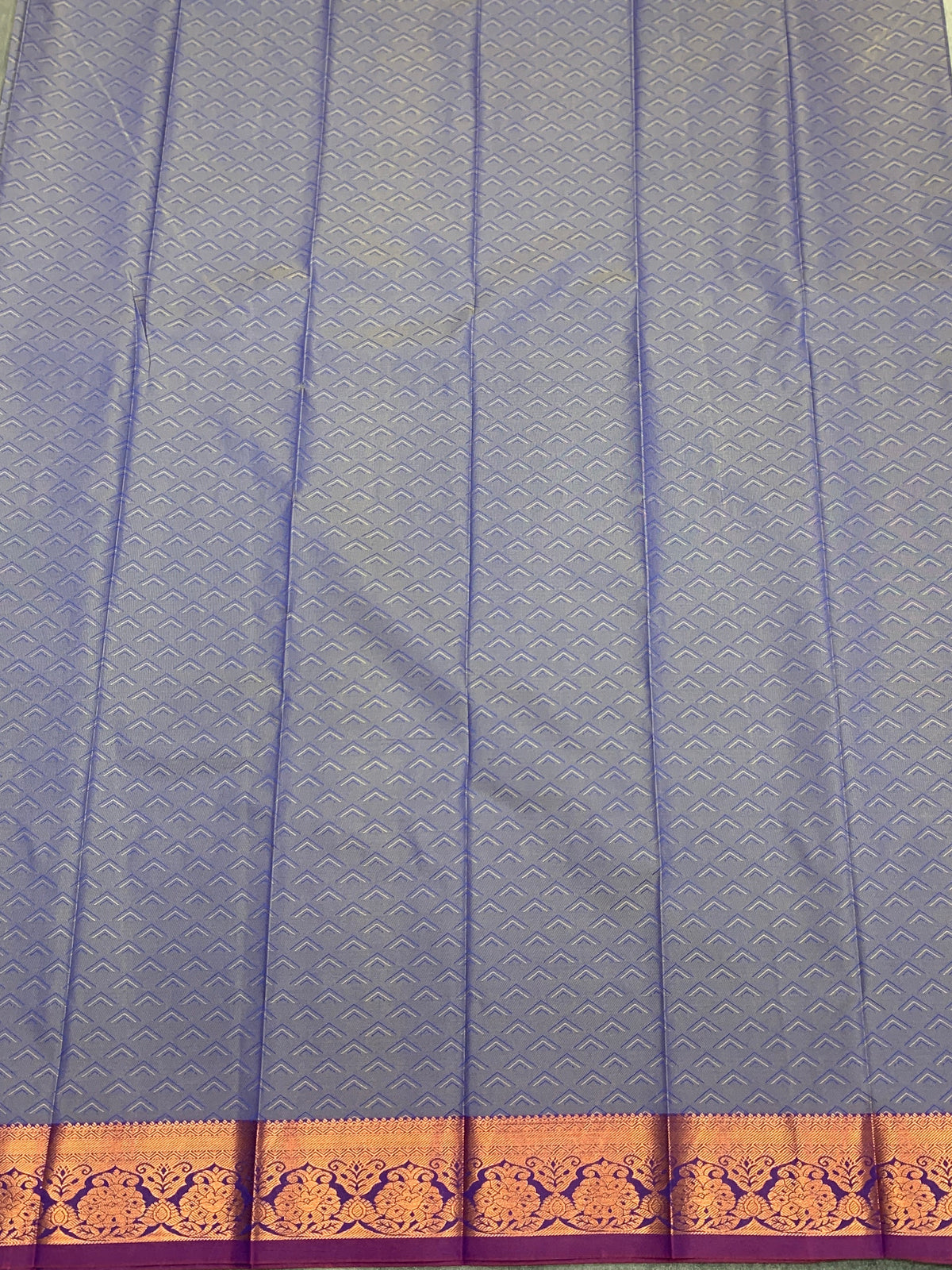 Poly Cotton Saree Blue Colour with Copper Zari Border