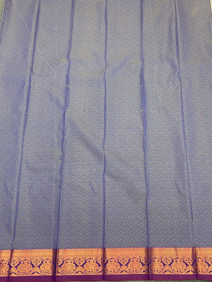 Poly Cotton Saree Blue Colour with Copper Zari Border