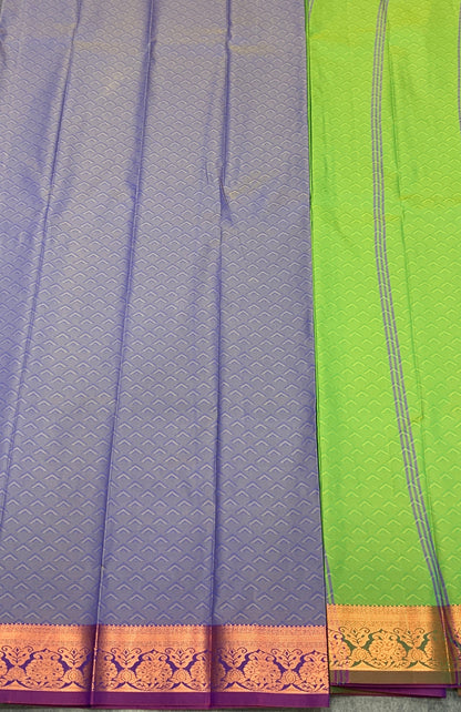 Poly Cotton Saree Blue Colour with Copper Zari Border