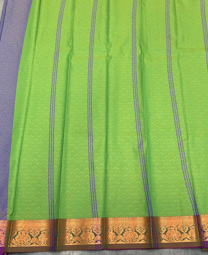 Poly Cotton Saree Blue Colour with Copper Zari Border