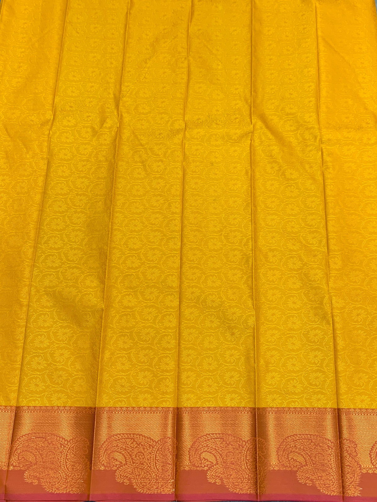 Poly Cotton Saree Yellow Colour with Copper Zari Border