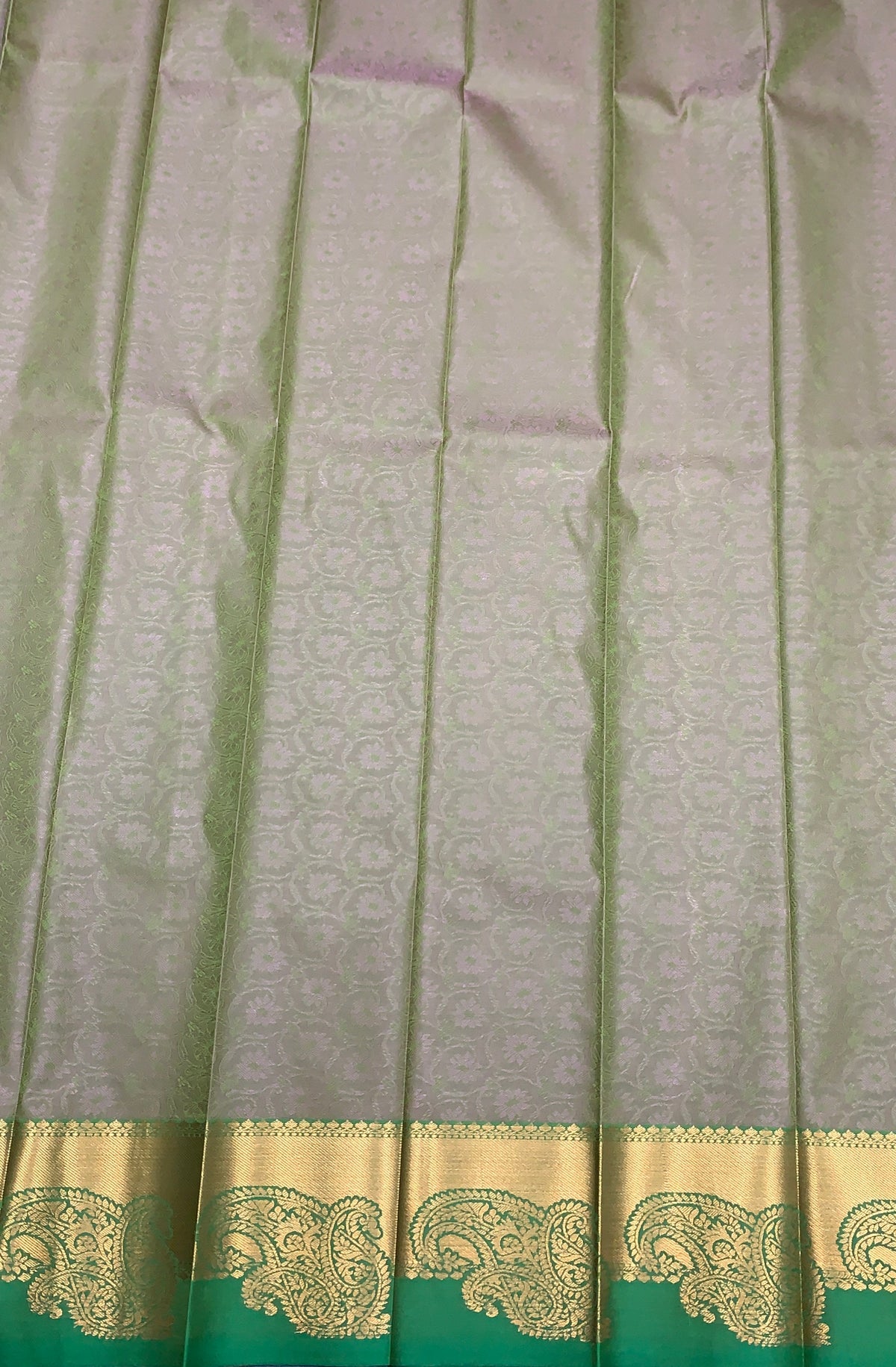 Poly Cotton Saree Olive Green Colour with Copper Zari Border