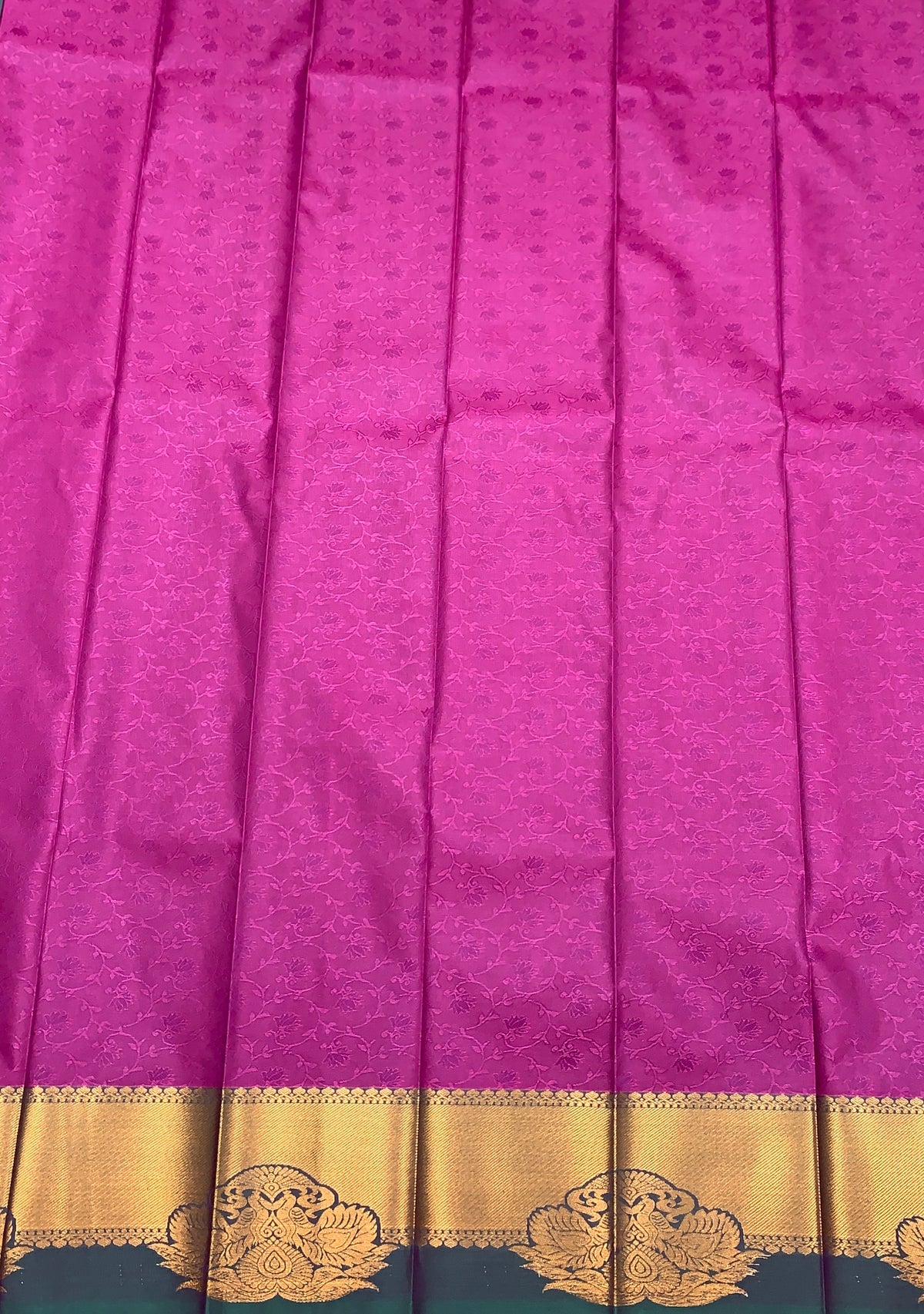 Poly Cotton Saree Magenta Colour with Copper Zari Border