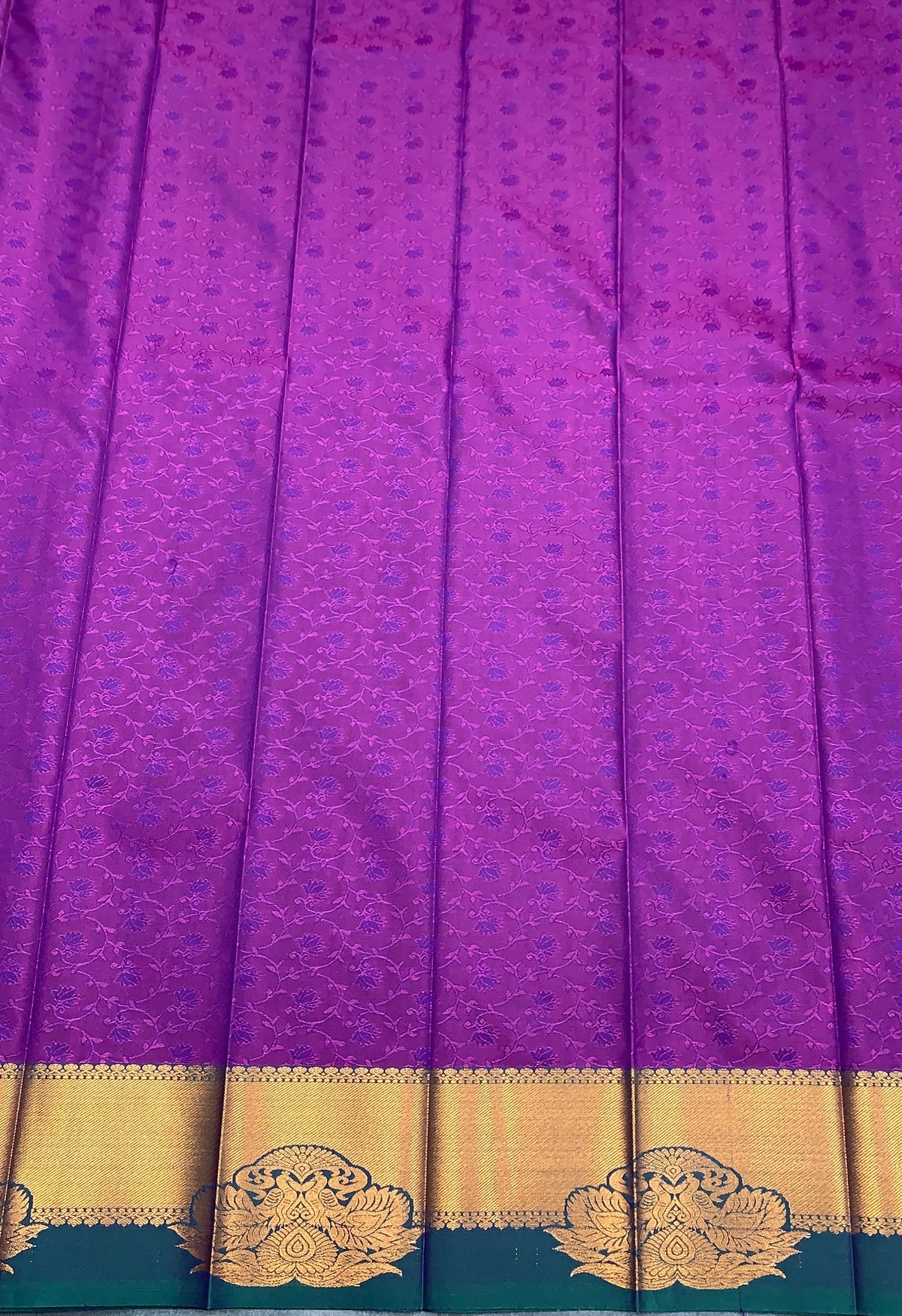 Poly Cotton Saree Purple Colour with Copper Zari Border