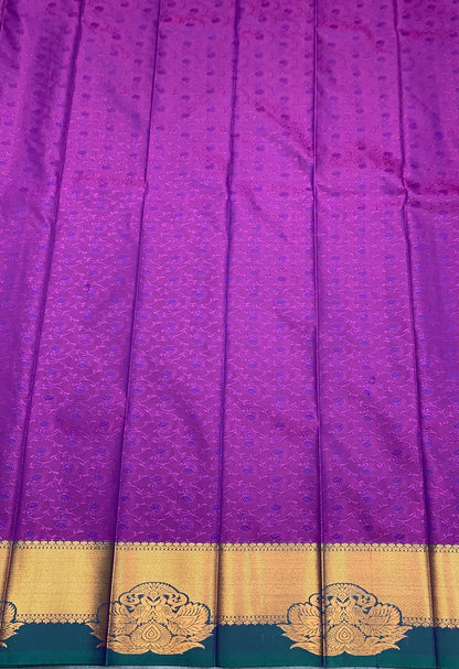 Poly Cotton Saree Purple Colour with Copper Zari Border