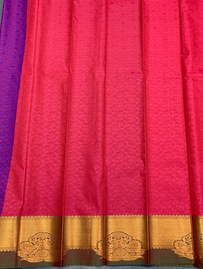Poly Cotton Saree Purple Colour with Copper Zari Border
