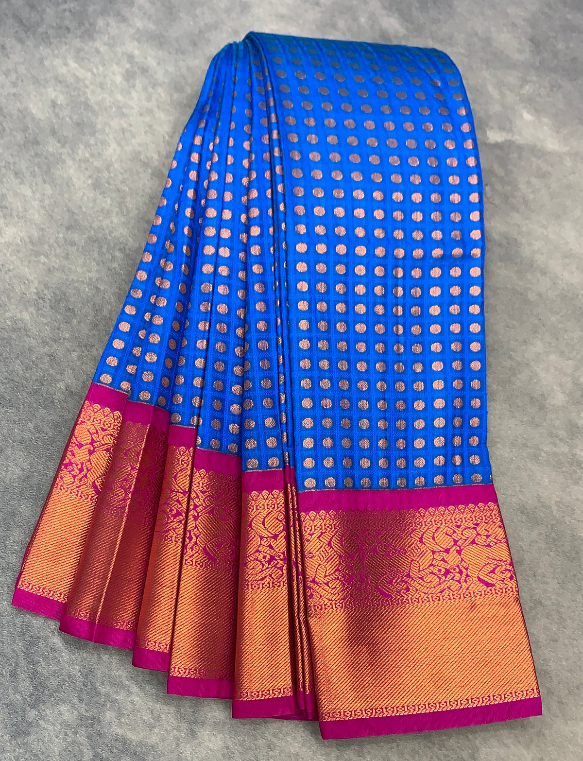 Soft Silk Casual Saree Sky Blue Colour with Pink and Copper Zari Border