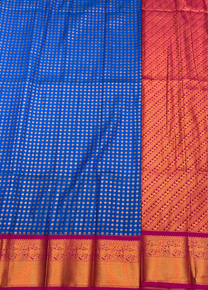 Soft Silk Casual Saree Sky Blue Colour with Pink and Copper Zari Border