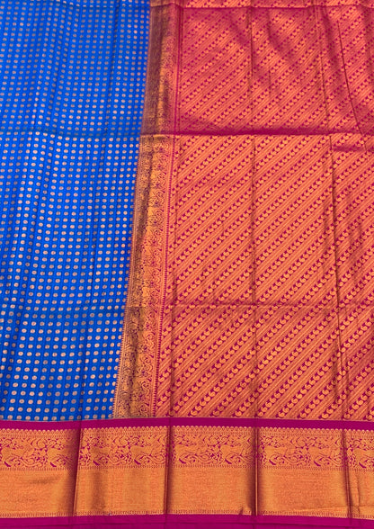 Soft Silk Casual Saree Sky Blue Colour with Pink and Copper Zari Border