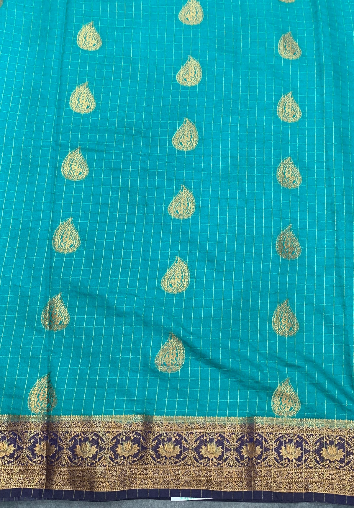 Georgette Saree Sapphire Colour with Navy Blue Colour Border