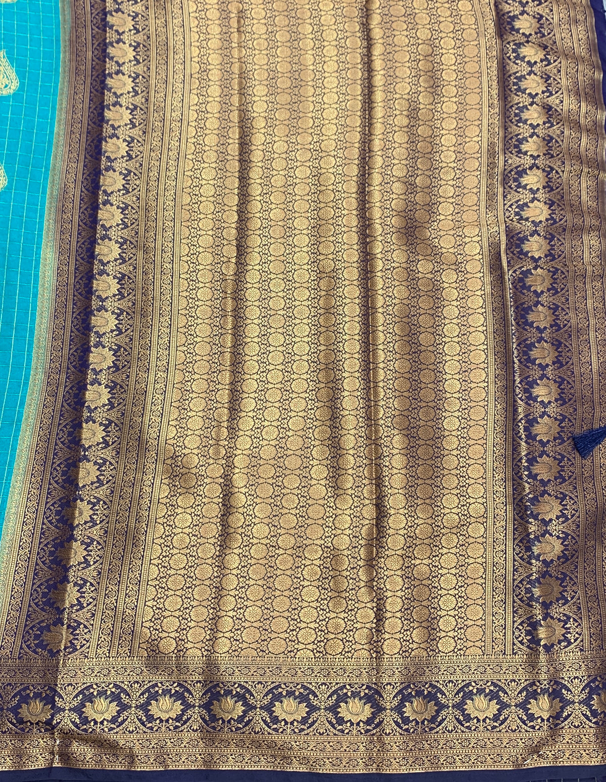 Georgette Saree Sapphire Colour with Navy Blue Colour Border