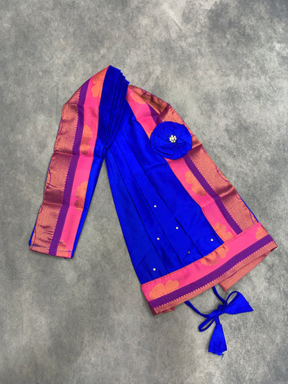 Ready To Wear Pattu Pavadai with Dhavani Baby Pink Colour Pavadai withContrast Blue Colour Blouse