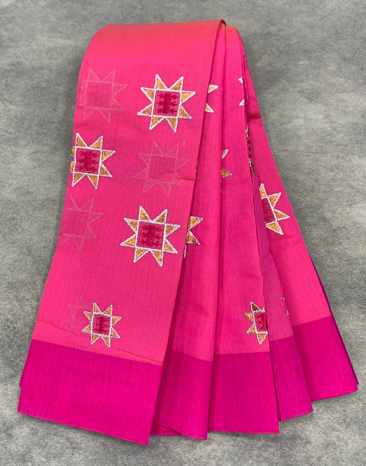 Baby Pink Colour Silk Cotton Saree with Pink Colour Border