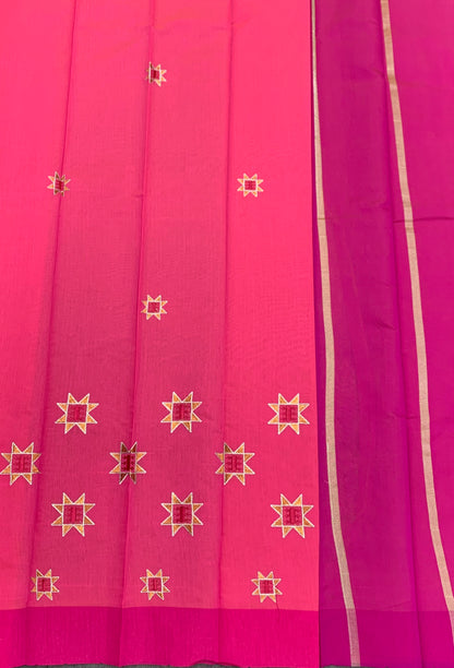 Baby Pink Colour Silk Cotton Saree with Pink Colour Border